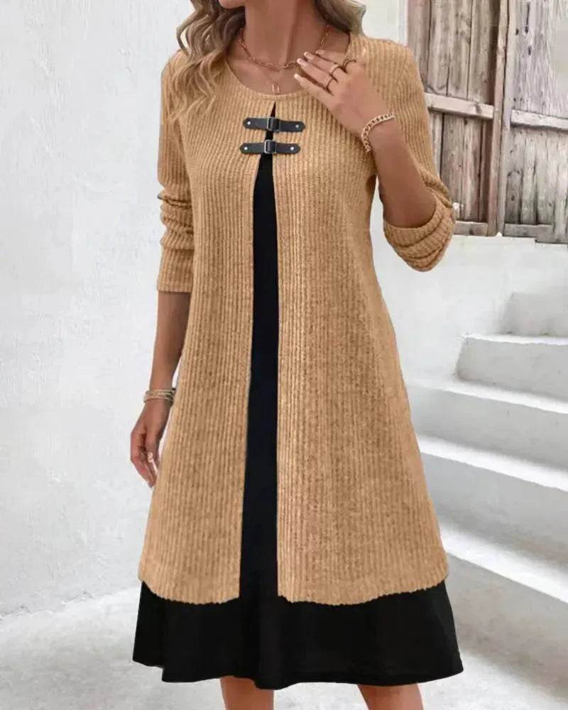 Winter Cashmere Slim Fit Midi Flared Sweater Dress