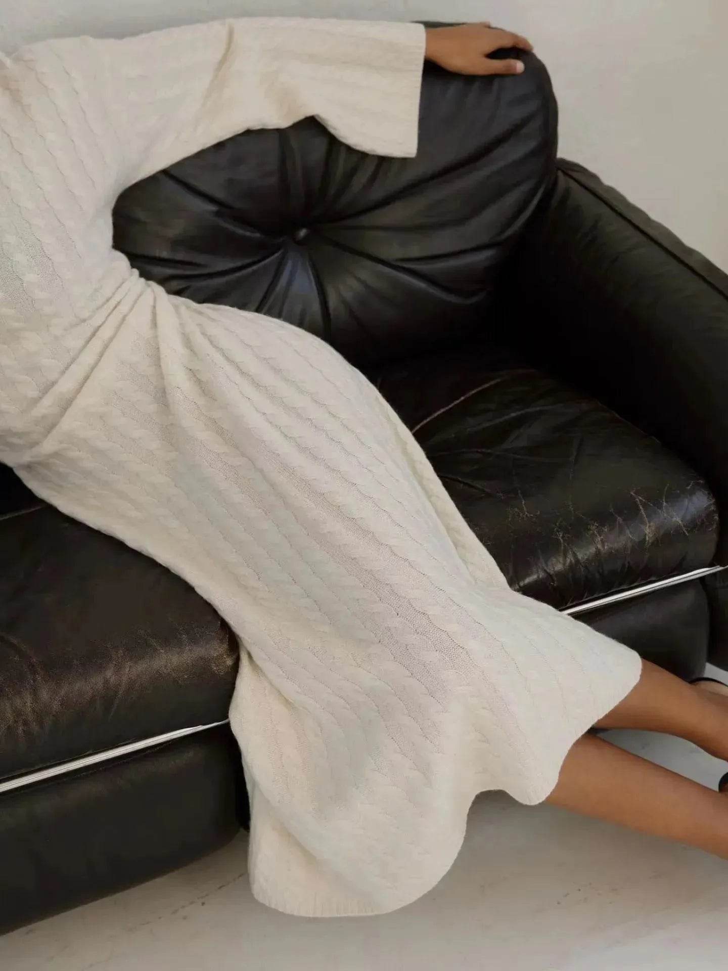 Loose Woolen Midi Twisted Knitted Thick Winter sweater Dress