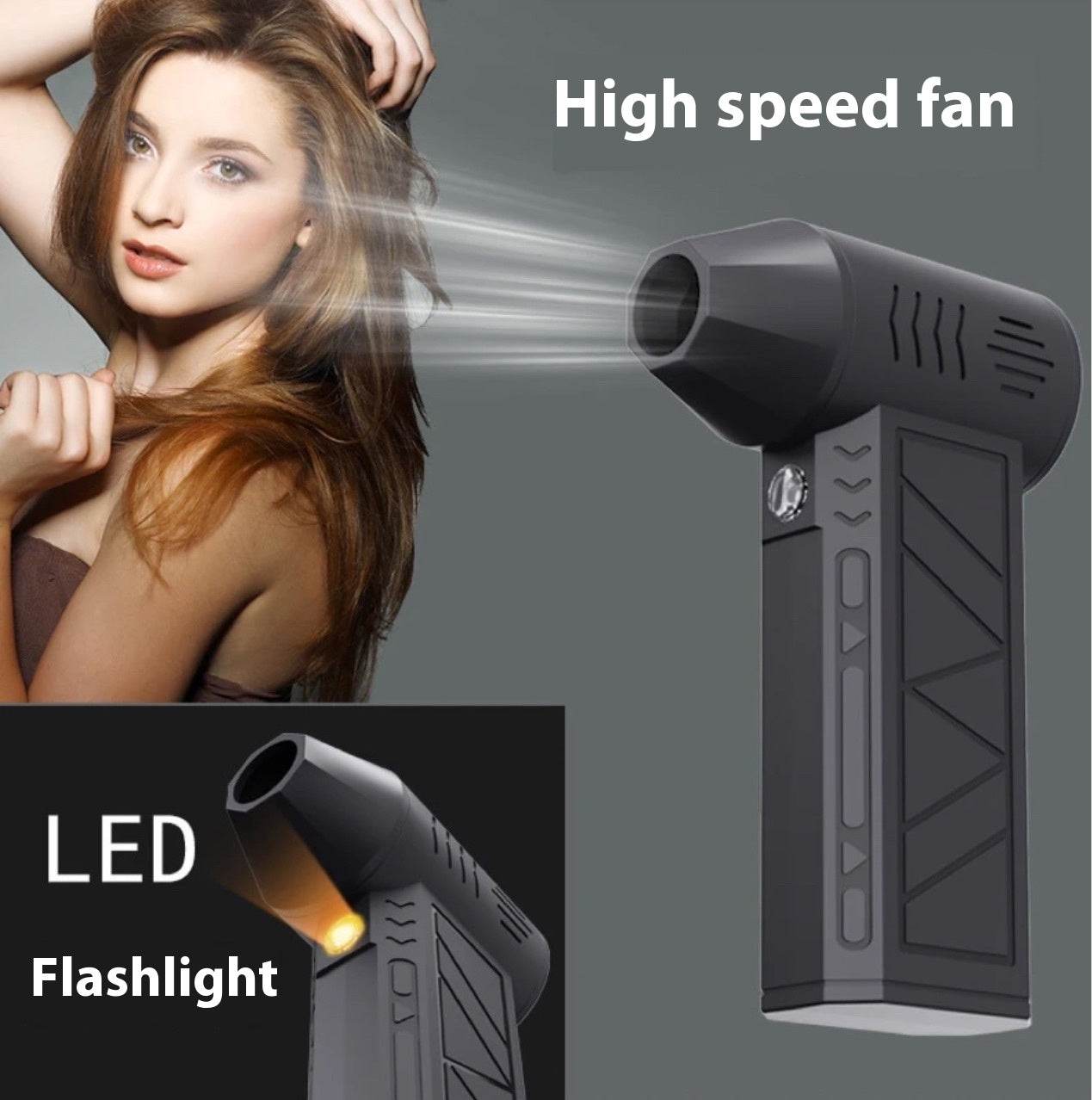 Mini USB Hair Dryer & Dust Blower with Brushless Motor