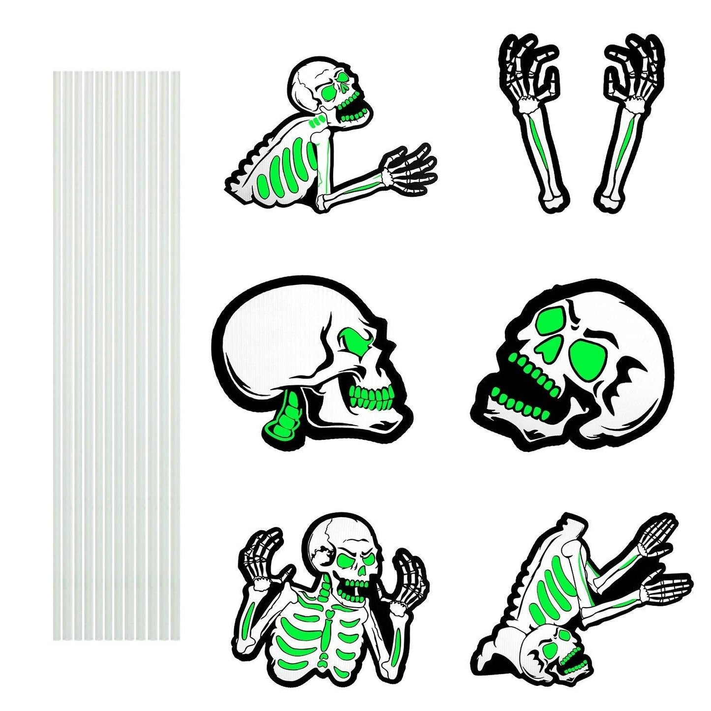 6Pcs Skull Or 6Pcs Tomb Or 5Pcs Black Cat Halloween Yard Sign Decorations  Glow In The Dark For Haunted House Garden Yard And Scary Theme Party