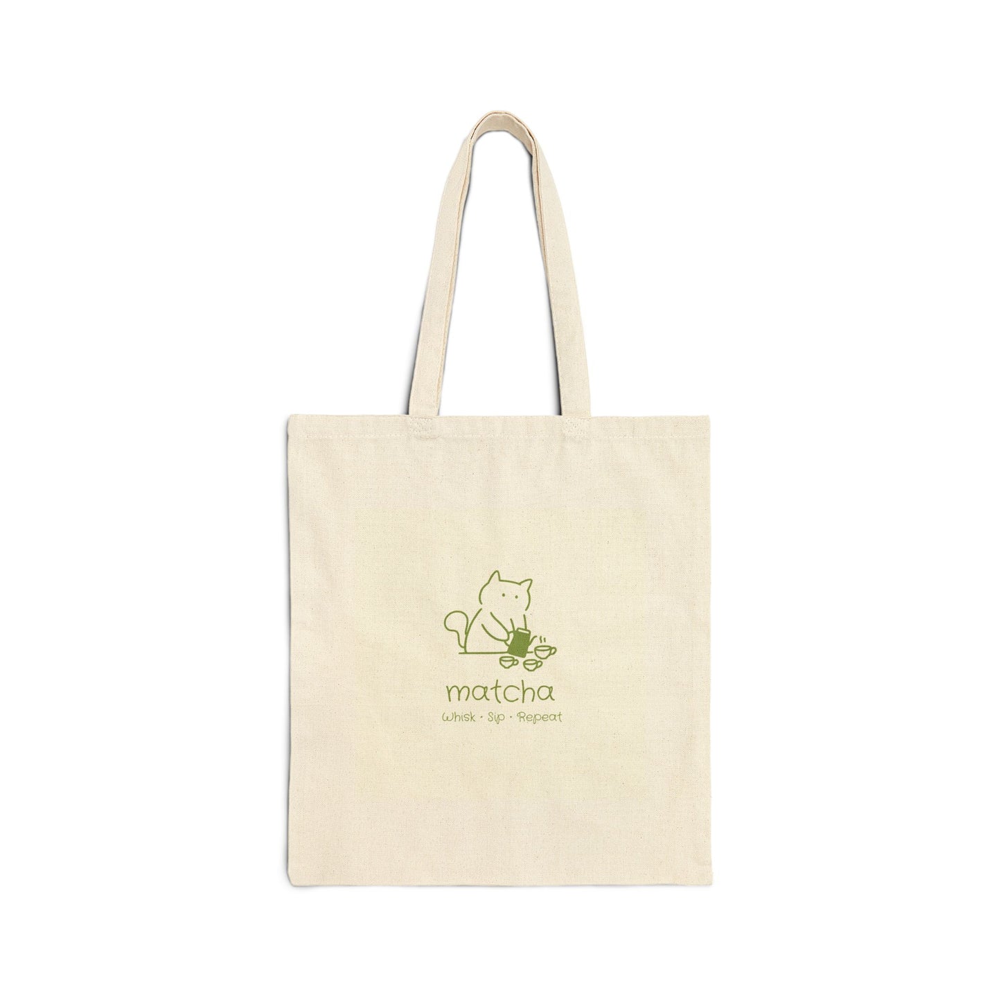 Tote Bag — Cute Matcha Cat Canvas Tote Bag ("matcha")