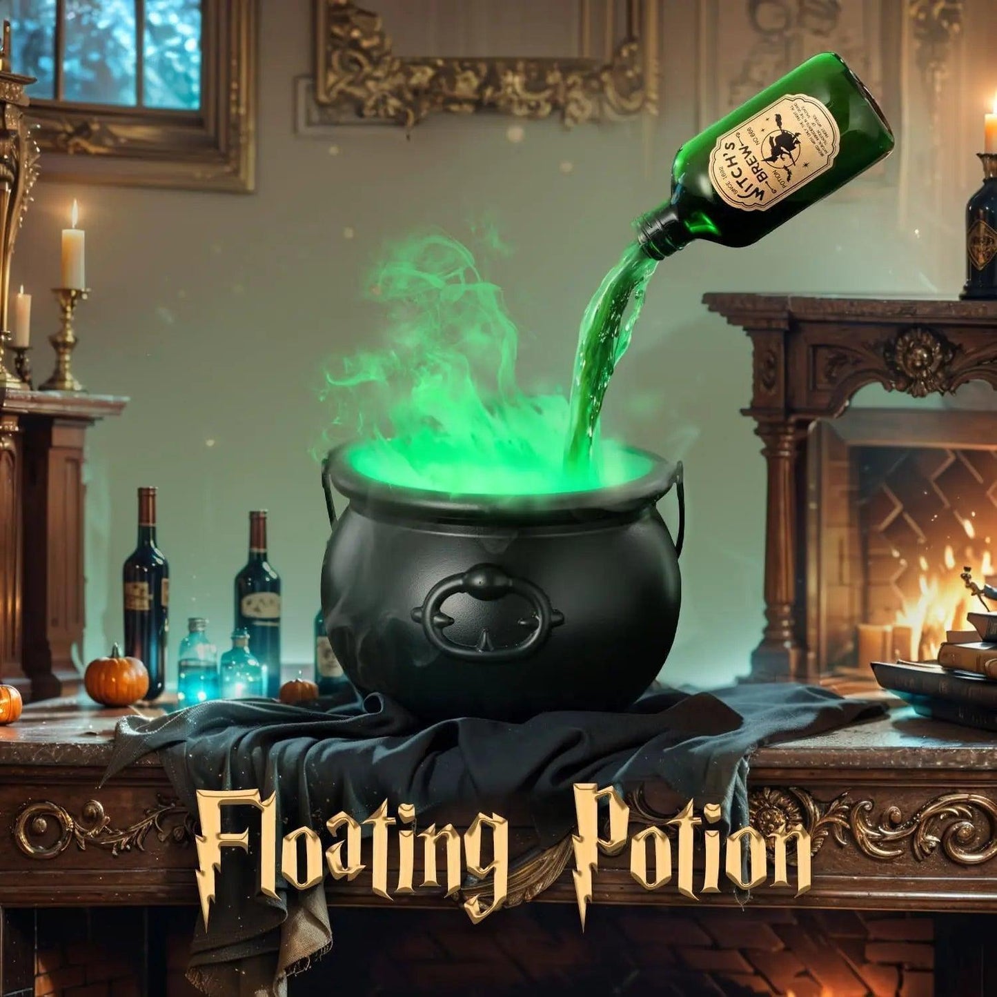 Halloween Black Wizard Bowl Magic Float Bottle And Diffuser Indoor Home Bar Magic Party Horror Ghost Props Halloween Decoration