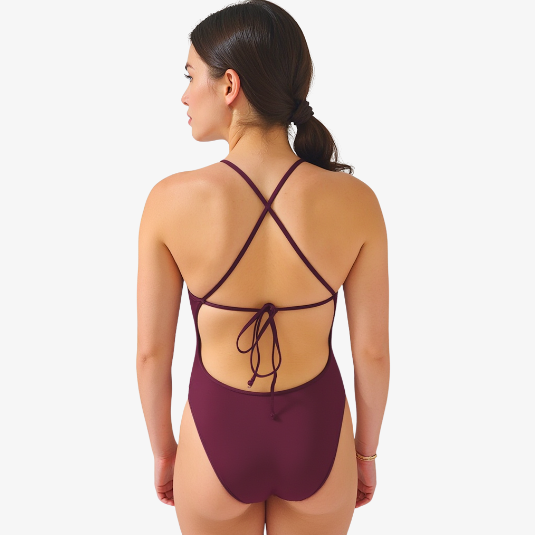 Norca Merlot Tie-Back One-Piece Swimsuit – Women’s Athletic Swimwear