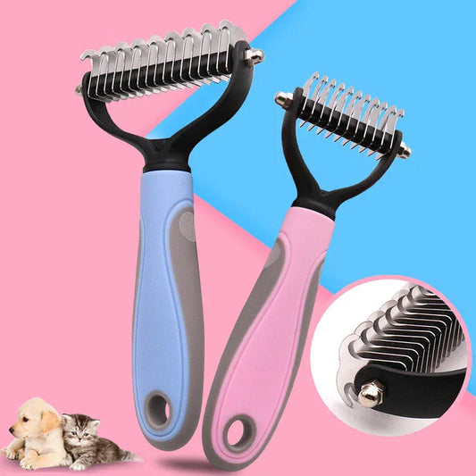Double-Sided Pet Dematting & Grooming Brush – Stainless Steel Hair Removal Comb for Dogs & Cats | Deshedding Tool