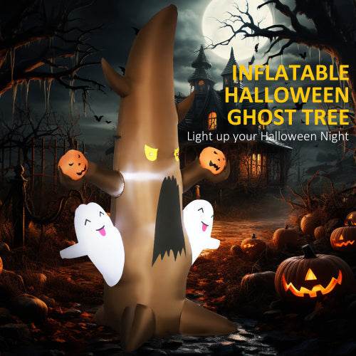 5 Halloween Inflatables Outdoor Decorations Ghost Tree With Pumpkins, Blow-Up LED Yard Decor Indoor Outdoor For Garden, Lawn, Party, Holiday