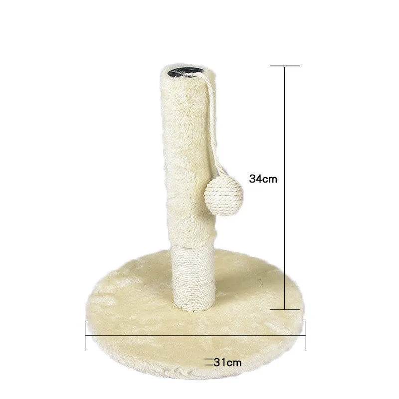 Cat Scratching Post with Platform & Hanging Toy – Multi Level Cat Tree Scratcher with Plush Bed
