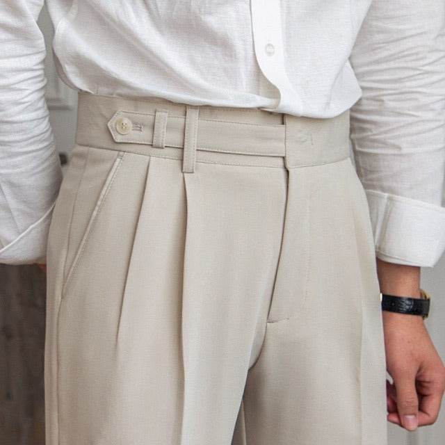 Spring And Autumn Naples Design Mid-high Waist Straight leg British Crisp Anti-wrinkle Business Office Professional Work trouser for men