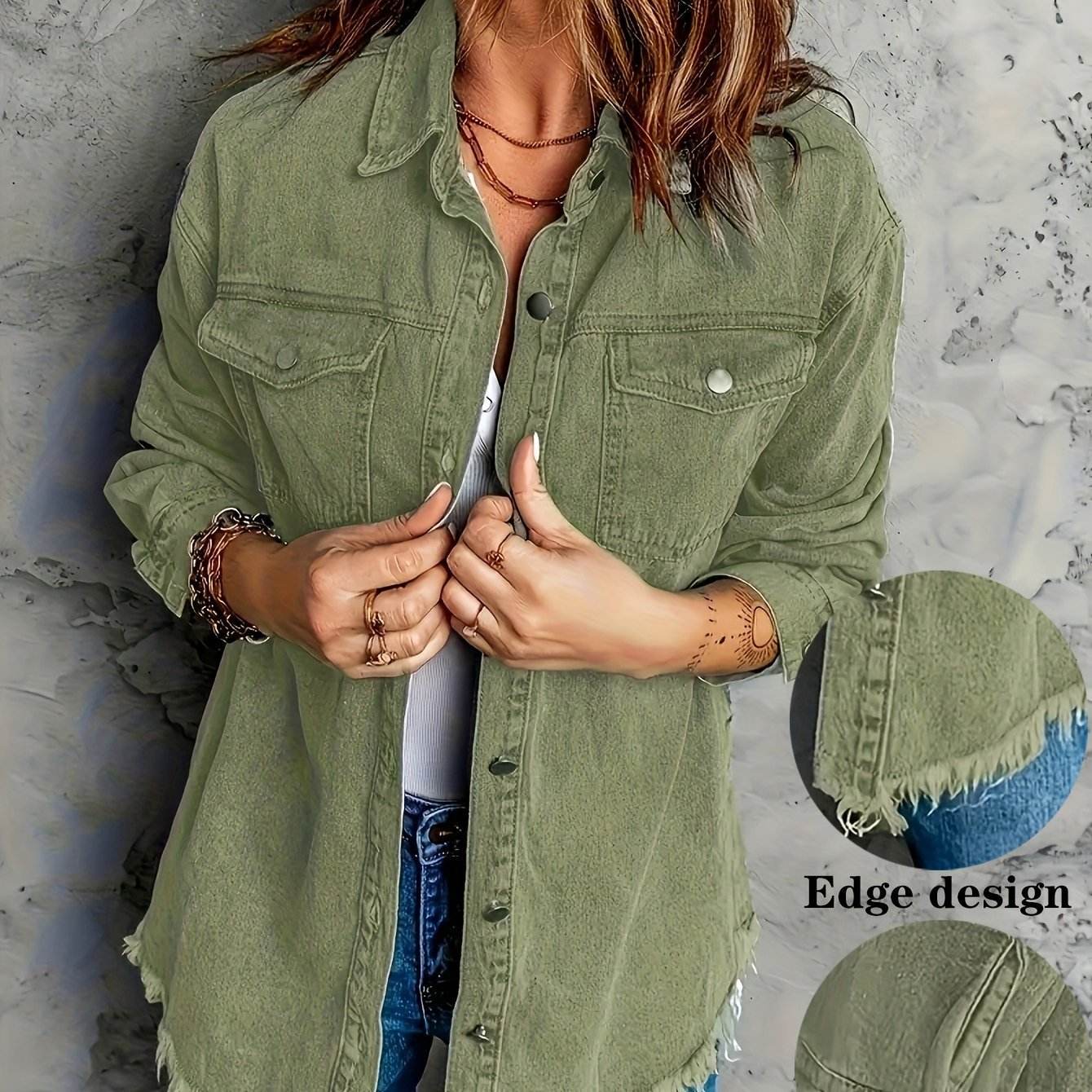 Denim Jacket – Retro Washed Casual Style for Women