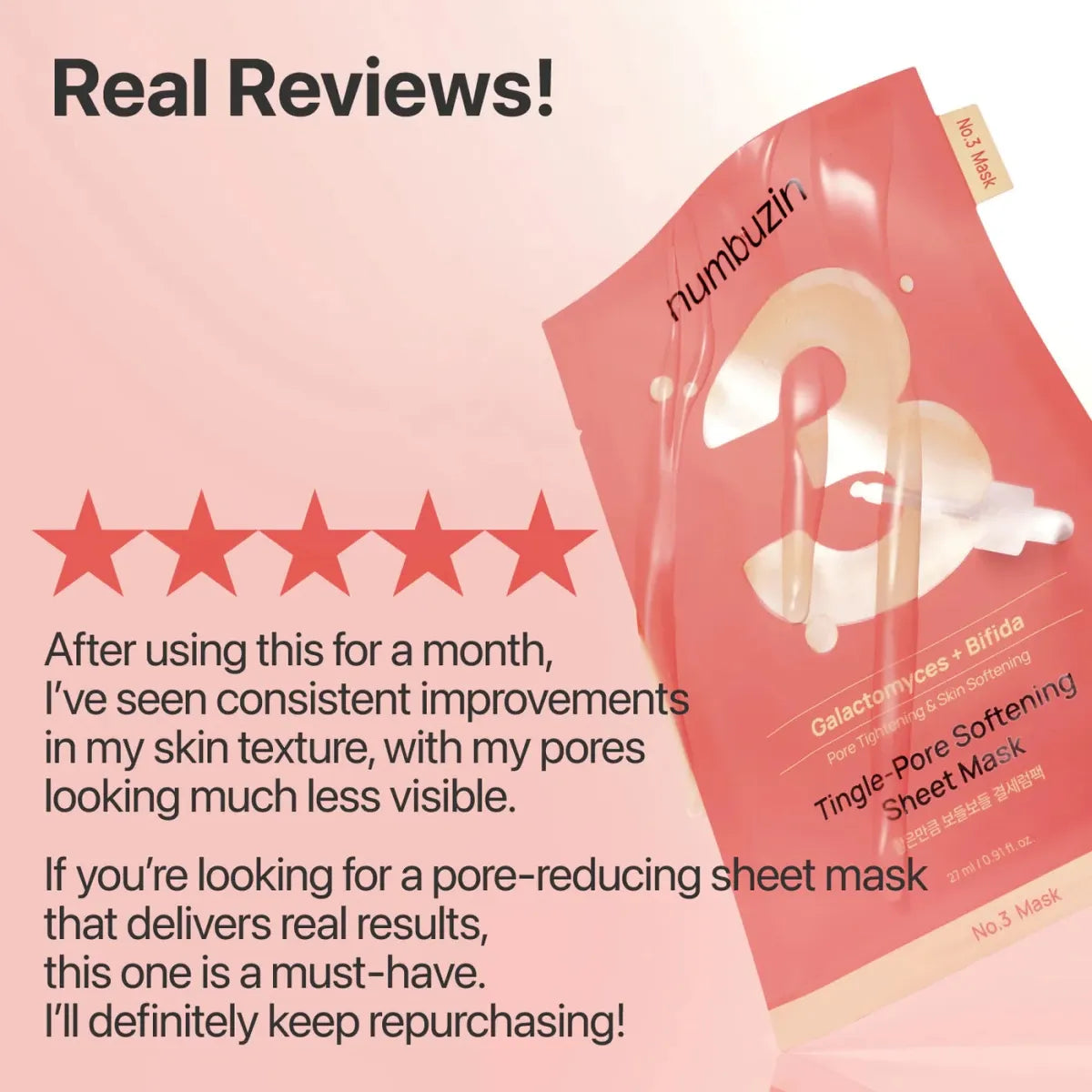 Numbuzin No.3 Tingle-Pore Softening Sheet Mask 27ml