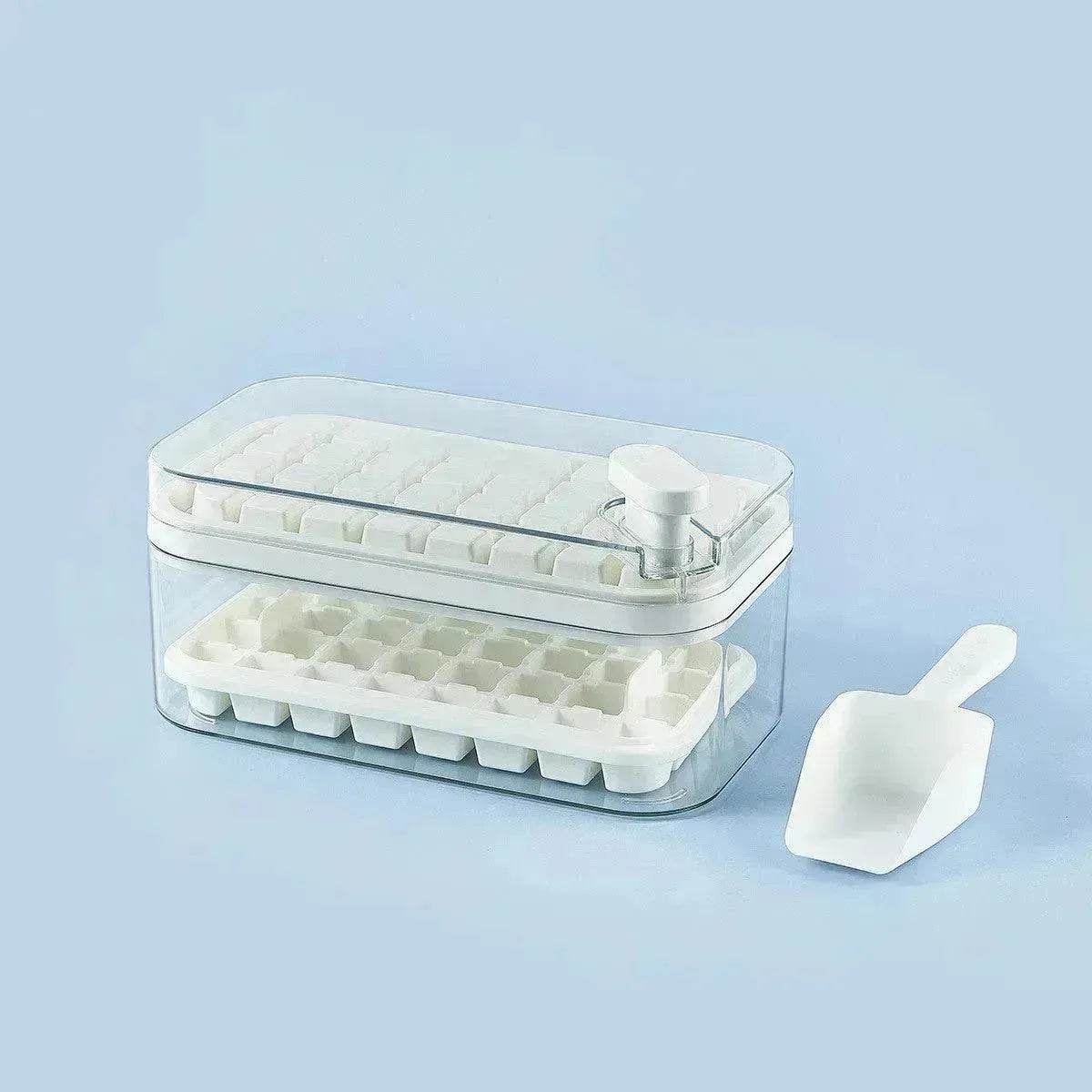 One-button Press Type Ice Mold Box Plastics Ice Cube Maker Ice Tray Mold With Storage Box With Lid Bar Kitchen Accessories