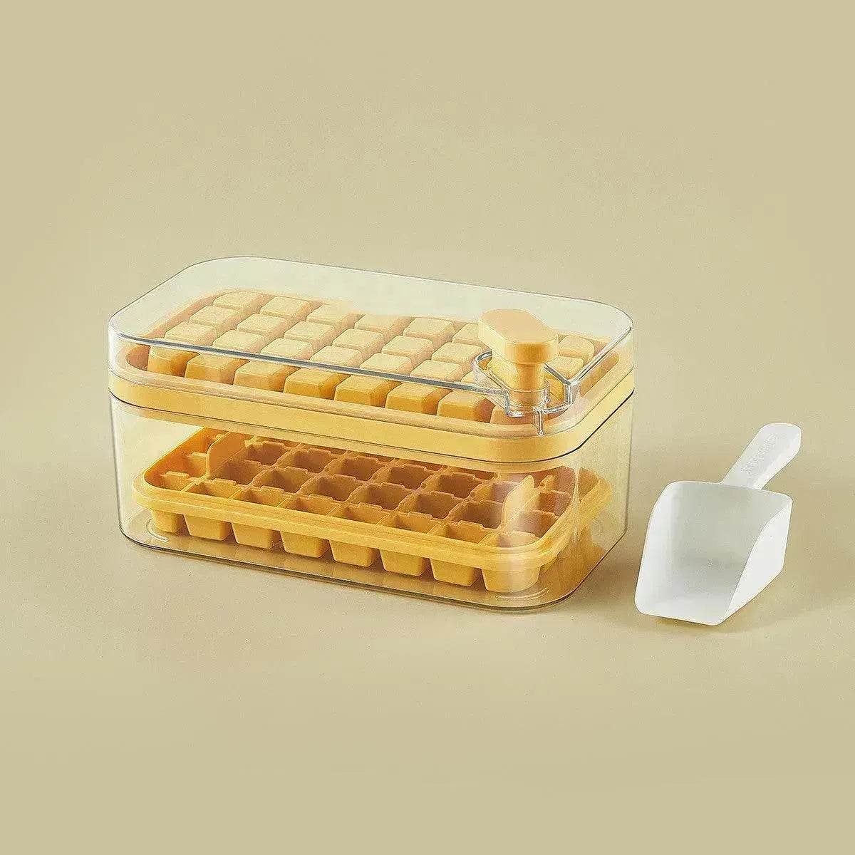 One-button Press Type Ice Mold Box Plastics Ice Cube Maker Ice Tray Mold With Storage Box With Lid Bar Kitchen Accessories